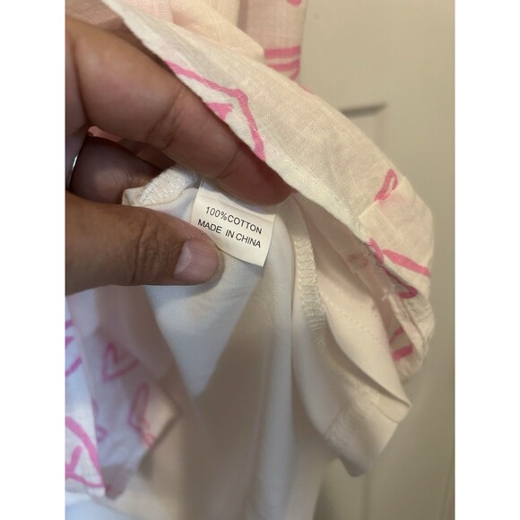 Petal and Pup Maggie Elias Dress Size Large Pink Hearts Babydoll Flutter Sleeve - Picture 4 of 5